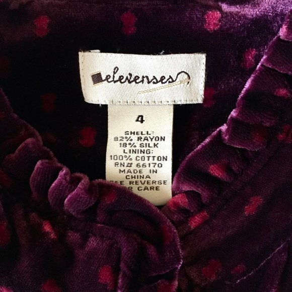 Anthropologie - Elevenses - Velvet Peplum Jacket - Swiss Dot Print - Wine - 4 - Picture 10 of 12